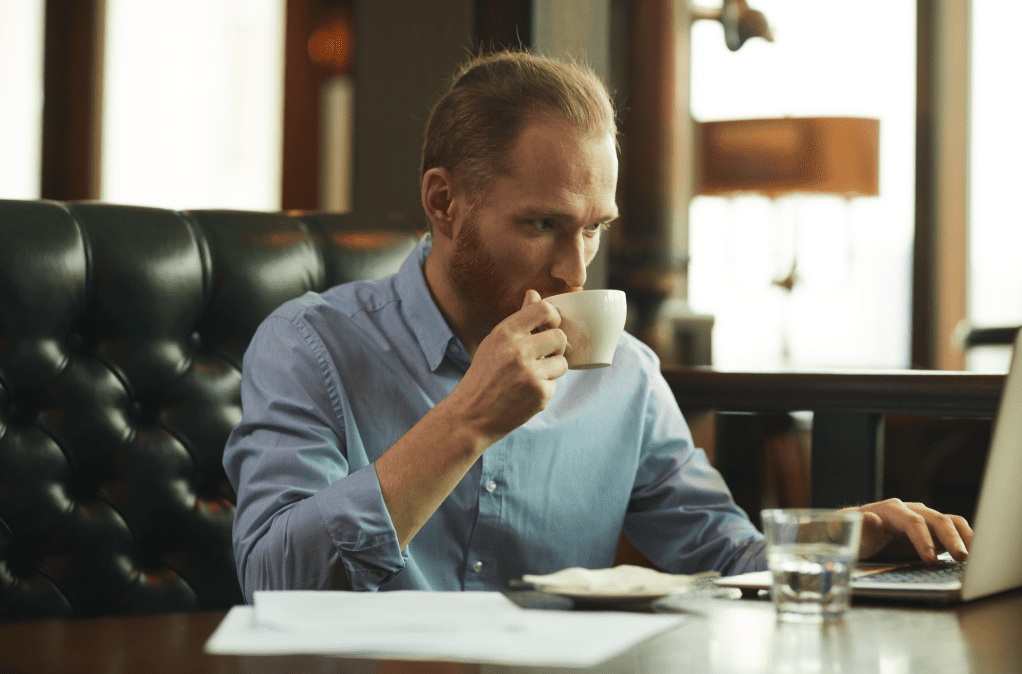 nootropic coffee being consumed by a businessman