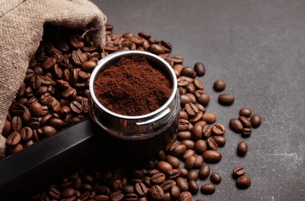 ground coffee image with beans for the good morning coffee lovers