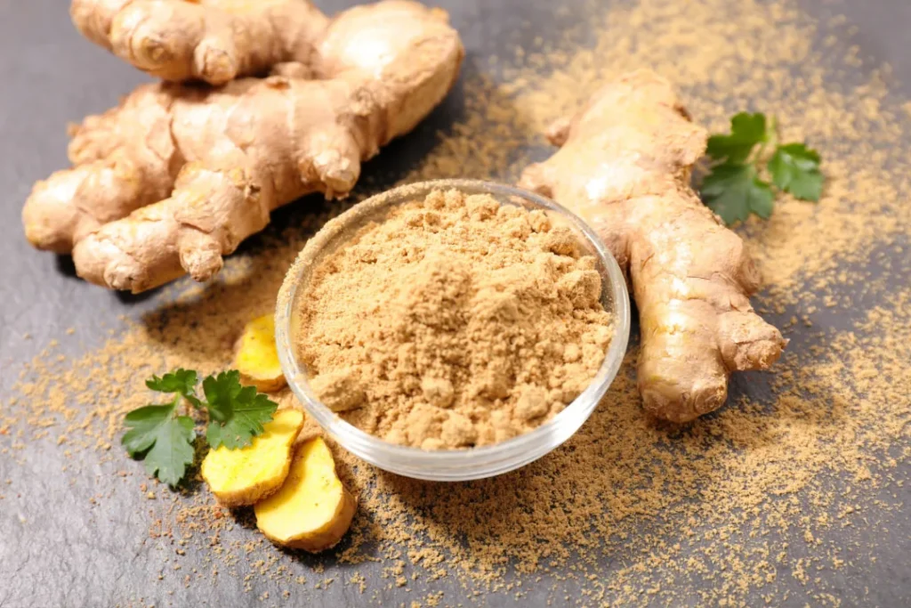 Ginger and its powder. 