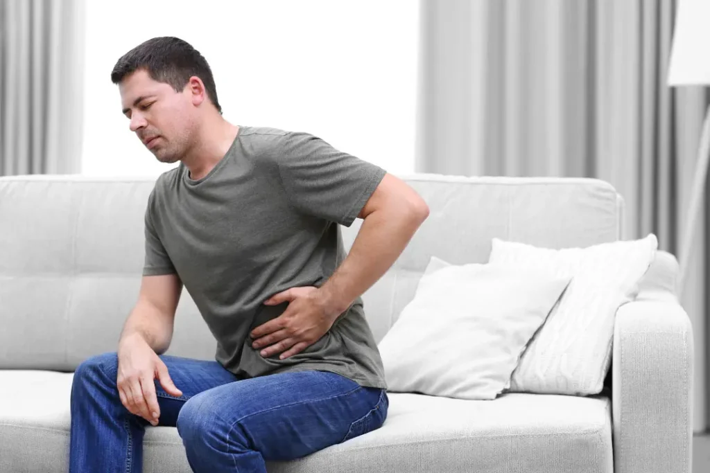 Man having belly pain. 