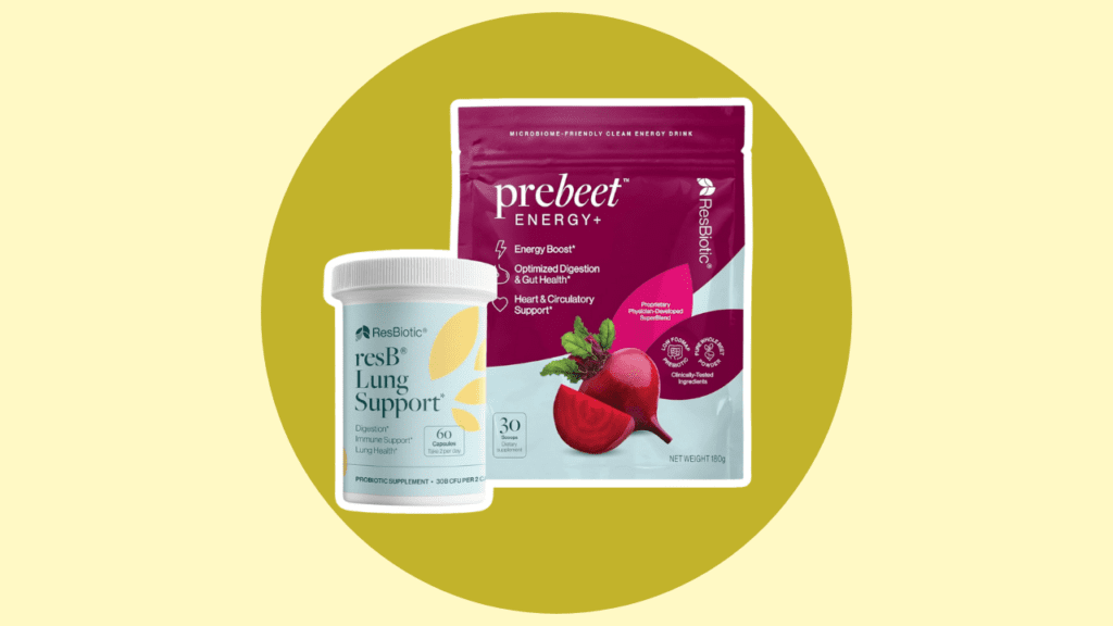 ResBiotic Nutrition's prebeet® ENERGY+ Prebiotic and resB® Lung Support Probiotic are both available on the company's website.